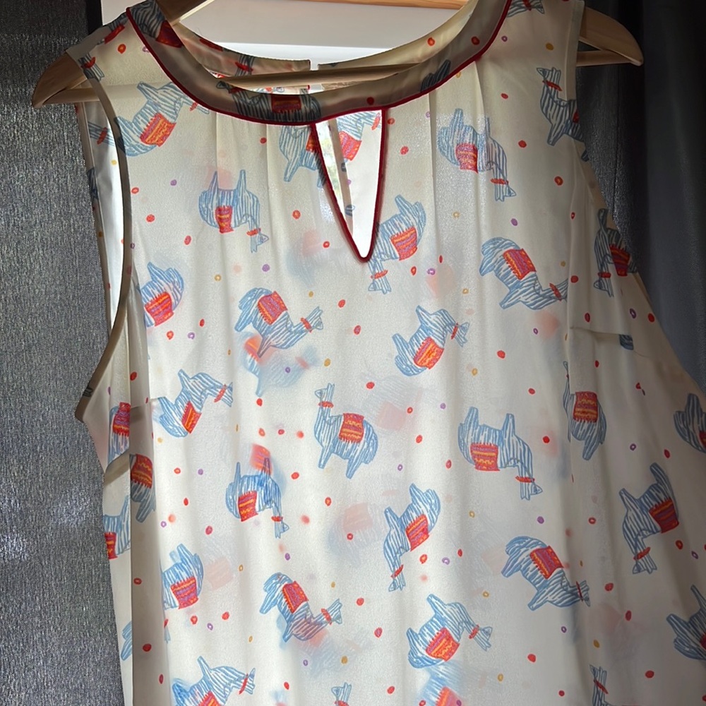 Modcloth Llama semi-sheer sleeveless blouse